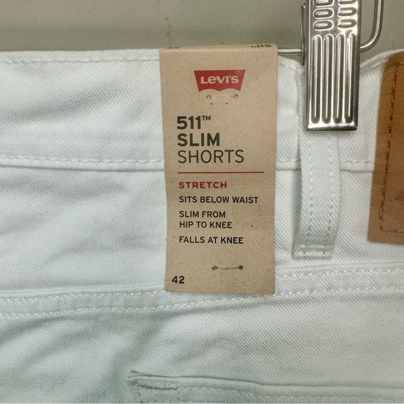 NWT LEVI’S 511 Slim Shorts White Denim Raw Hem Roll Up Casual Summer Jean Shorts - Picture 3 of 15